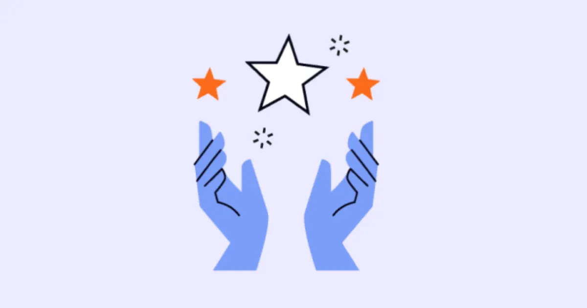 Illustration of two raised hands beneath three stars