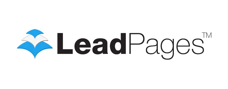 LeadPages logo with a blue and white icon