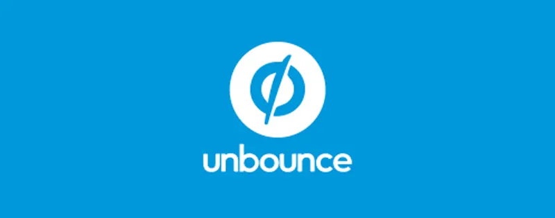 Unbounce logo in white on a blue background